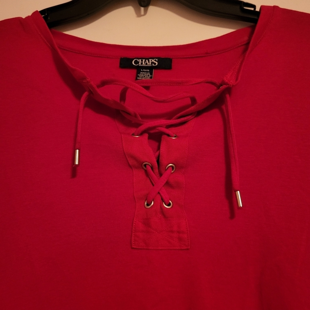 Chaps Red Short Sleeve Top